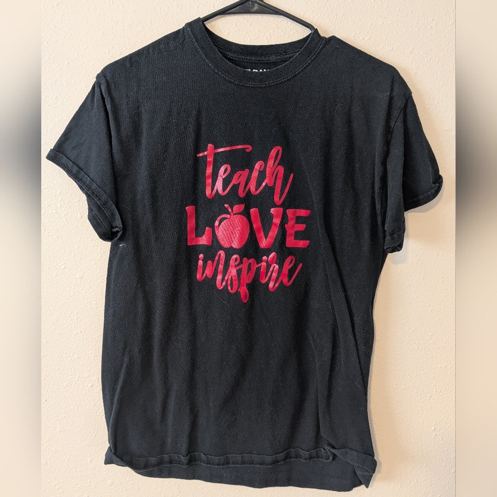 Gildan Black Tee with Red 'Teach Love Inspire' Design - Teacher T-shirt